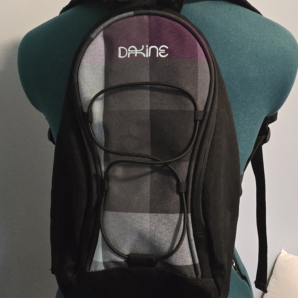 Dakine Black and Purple Checkered Backpack
